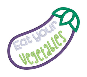 Eat Your Vegetables applique machine embroidery design (4 sizes included) DIGITAL DOWNLOAD