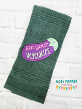 Load image into Gallery viewer, Eat Your Vegetables applique machine embroidery design (4 sizes included) DIGITAL DOWNLOAD