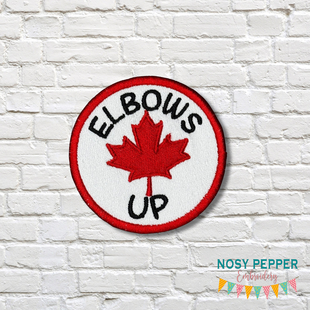 Elbows Up patch (2 sizes included) machine embroidery design DIGITAL DOWNLOAD