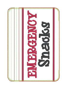 Emergency Snacks ITH Bag 4 sizes available machine embroidery design DIGITAL DOWNLOAD