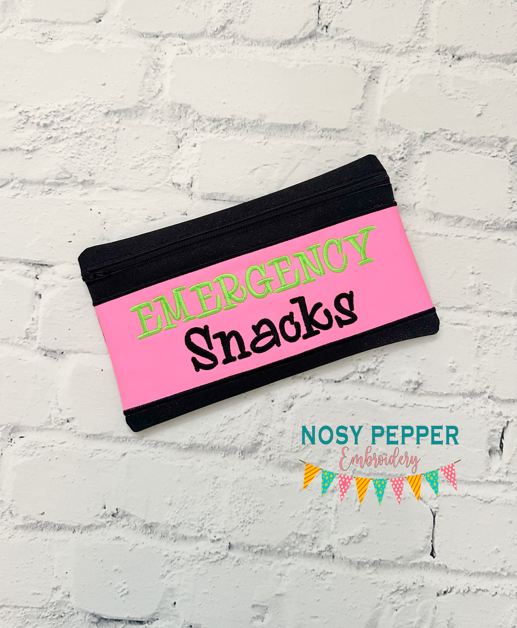 Emergency Snacks ITH Bag 4 sizes available machine embroidery design DIGITAL DOWNLOAD
