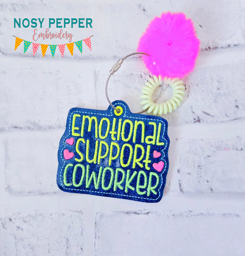 Emotional Support Coworker bag tag machine embroidery design DIGITAL DOWNLOAD