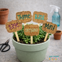 Load image into Gallery viewer, Herb Plant Markers set of 5 designs machine embroidery design DIGITAL DOWNLOAD