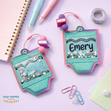 Load image into Gallery viewer, Chubby Crayon applique shaker tag/bookmark/ornament —AUG 25 MB—machine embroidery design DIGITAL DOWNLOAD