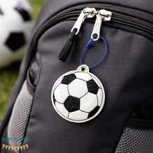 Load image into Gallery viewer, Soccer Puff bookmark/ornament/bag tag machine embroidery design DIGITAL DOWNLOAD