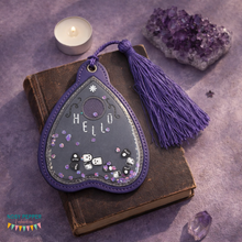 Load image into Gallery viewer, Planchette applique shaker bookmark/bag tag/ornament machine embroidery file DIGITAL DOWNLOAD