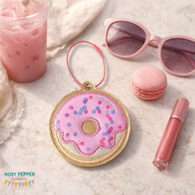 Load image into Gallery viewer, Donut applique shaker bookmark/ornament/bag tag machine—JUN 24 MB— embroidery design DIGITAL DOWNLOAD