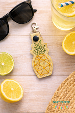 Load image into Gallery viewer, Pineapple Snap tab set 4x4 machine embroidery design DIGITAL DOWNLOAD