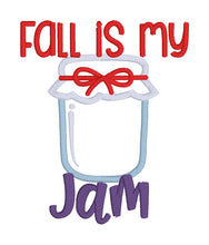 Load image into Gallery viewer, Fall is my jam Machine Embroidery Design (4 sizes included) DIGITAL DOWNLOAD