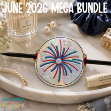 Load image into Gallery viewer, Fireworks bun cover machine embroidery design DIGITAL DOWNLOAD