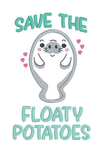 Load image into Gallery viewer, Floaty Potatoes applique machine embroidery design (4 sizes included) DIGITAL DOWNLOAD