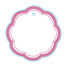 Load image into Gallery viewer, Appliqué bag tag set (3 sizes included) machine embroidery design DIGITAL DOWNLOAD