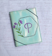 Load image into Gallery viewer, Floral Monogram notebook cover (2 sizes available) machine embroidery design DIGITAL DOWNLOAD