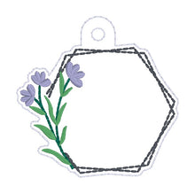 Load image into Gallery viewer, Floral Monogram Frame snap tab and eyelet fob set (single and multi files included) machine embroidery design DIGITAL DOWNLOAD