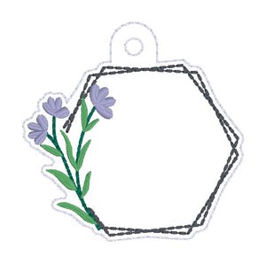 Floral Monogram Frame snap tab and eyelet fob set (single and multi files included) machine embroidery design DIGITAL DOWNLOAD