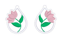 Load image into Gallery viewer, Floral Teardrop ITH earrings machine embroidery design DIGITAL DOWNLOAD