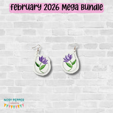 Load image into Gallery viewer, Floral Teardrop ITH earrings machine embroidery design DIGITAL DOWNLOAD