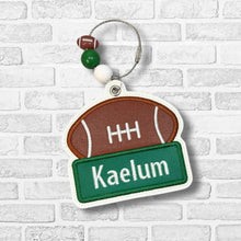 Load image into Gallery viewer, Football applique bag tag/ornament/bookmark machine embroidery design DIGITAL DOWNLOAD