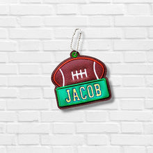Load image into Gallery viewer, Football applique bag tag/ornament/bookmark machine embroidery design DIGITAL DOWNLOAD