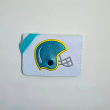 Load image into Gallery viewer, Football applique notebook cover (2 sizes available) machine embroidery design DIGITAL DOWNLOAD
