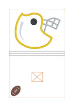 Load image into Gallery viewer, Football applique notebook cover (2 sizes available) machine embroidery design DIGITAL DOWNLOAD