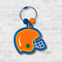 Load image into Gallery viewer, Football Helmet applique bag tag machine embroidery design DIGITAL DOWNLOAD