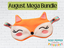 Load image into Gallery viewer, Fox Sleep Mask machine embroidery design (2 sizes included) DIGITAL DOWNLOAD