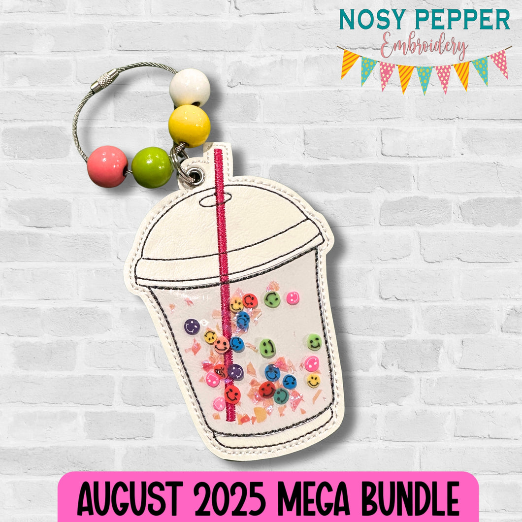 Frappe shaker bookmark/bag tag/ornament machine embroidery design DIGITAL DOWNLOAD