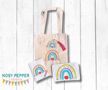 Load image into Gallery viewer, School Bow Set machine embroidery file (includes embroidery design in 5 sizes, bookmark, notebook covers in 2 designs and 4 sizes, and mug rug in 2 designs and 4 sizes) DIGITAL DOWNLOAD