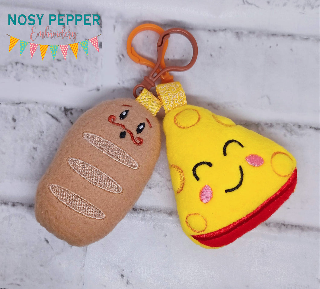French Bread and Cheese mini stuffie set machine embroidery design machine embroidery design DIGITAL DOWNLOAD