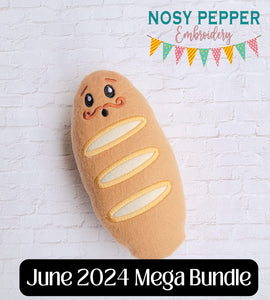 French Bread stuffie (5 sizes included) machine embroidery design DIGITAL DOWNLOAD