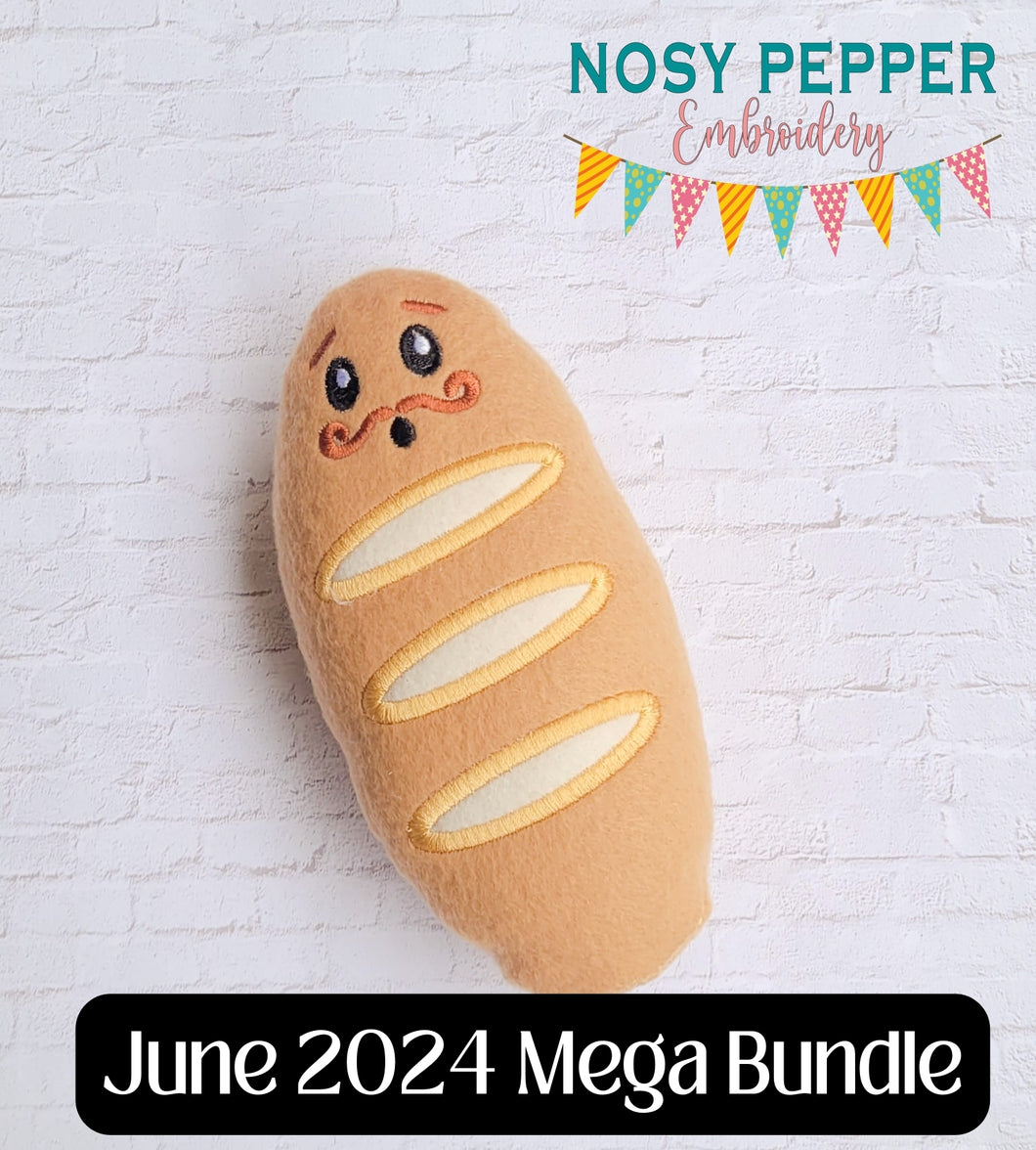 French Bread stuffie (5 sizes included) machine embroidery design DIGITAL DOWNLOAD