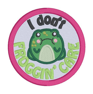 Froggin Care patch (2 sizes included) machine embroidery design DIGITAL DOWNLOAD
