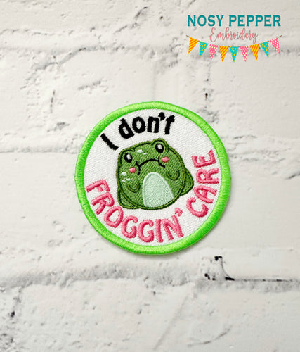 Froggin Care patch (2 sizes included) machine embroidery design DIGITAL DOWNLOAD