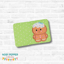 Load image into Gallery viewer, Fruitcake Girl appliqué mug rug machine embroidery design (4 sizes, envelope and turned styles included) DIGITAL DOWNLOAD