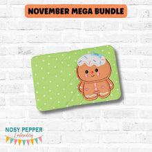 Load image into Gallery viewer, Fruitcake Girl appliqué mug rug machine embroidery design (4 sizes, envelope and turned styles included) DIGITAL DOWNLOAD