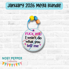 Load image into Gallery viewer, F You I Won't bag tag/ornament/bookmark machine embroidery design DIGITAL DOWNLOAD