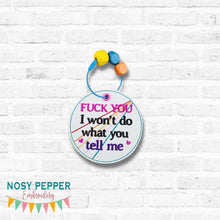 Load image into Gallery viewer, F You I Won't bag tag/ornament/bookmark machine embroidery design DIGITAL DOWNLOAD