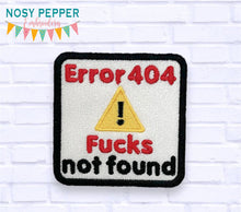 Load image into Gallery viewer, F@cks Not Found patch (2 sizes included) machine embroidery design DIGITAL DOWNLOAD