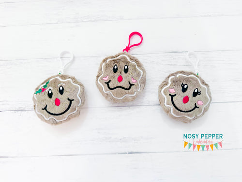 Gingerbread Face mini stuffie set of 3 machine embroidery designs DIGITAL DOWNLOAD