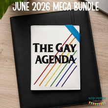 Load image into Gallery viewer, Gay Agenda notebook cover (2 sizes available) machine embroidery design DIGITAL DOWNLOAD