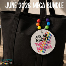 Load image into Gallery viewer, The Gay Agenda bag tag/ornament/bookmark machine embroidery design DIGITAL DOWNLOAD