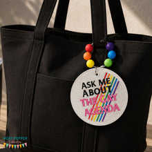 Load image into Gallery viewer, The Gay Agenda bag tag/ornament/bookmark machine embroidery design DIGITAL DOWNLOAD