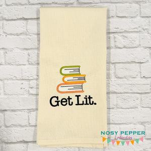 Get Lit Books machine embroidery design (5 sizes included) DIGITAL DOWNLOAD