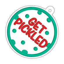 Load image into Gallery viewer, Pickleball appliqué bag tag set (3 designs included) machine embroidery design DIGITAL DOWNLOAD
