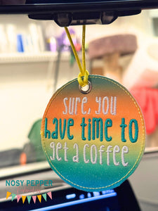 Get A Coffee double-sided car tag machine embroidery design DIGITAL DOWNLOAD