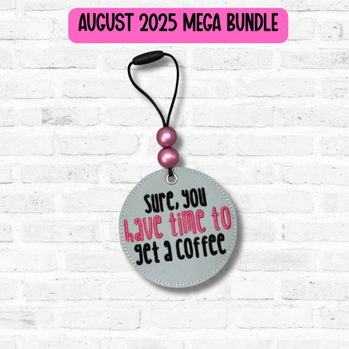 Get A Coffee double-sided car tag machine embroidery design DIGITAL DOWNLOAD