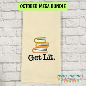 Get Lit Books machine embroidery design (5 sizes included) DIGITAL DOWNLOAD