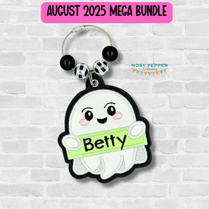 Ghost Applique Name bag tag/bookmark/ornament machine embroidery design DIGITAL DOWNLOAD