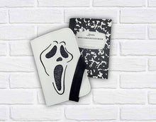 Load image into Gallery viewer, Ghost Face notebook cover --2026 Spooky Mystery Bundle-- (2 sizes available) machine embroidery design DIGITAL DOWNLOAD